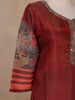 Maroon Floral Printed Shimmer Straight Cut Salwar Suit - Diadem