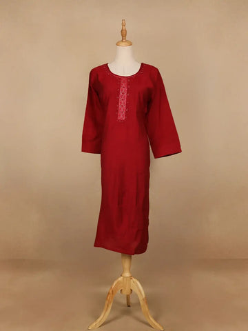 Maroon Floran Design Cotton Kurti - Diadem