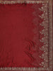 Maroon Red Sequins Embroidered Satin Saree - Diadem