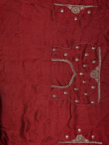 Maroon Red Sequins Embroidered Satin Saree - Diadem