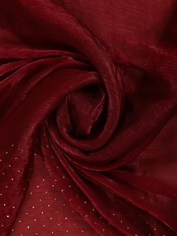 Maroon Red Sequins Embroidered Satin Saree - Diadem