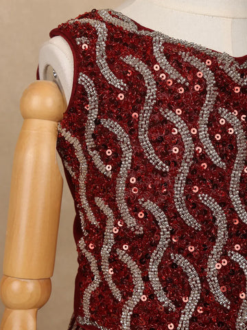 Maroon Sequins Designed Net Lehenga - Diadem