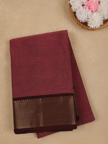 Maroon Solid Cotton Fancy Saree - Diadem