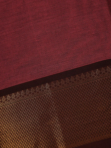 Maroon Solid Cotton Fancy Saree - Diadem