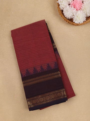 Maroon Solid Cotton Fancy Saree - Diadem