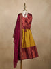 Maroon And Mustard Yellow Zari Woven Raw Silk Pattu Pavadai With Dupatta