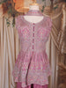 Mauve Pink Mirror and Thread Embroidered Design Tissue Peplum Palazzo Suit