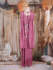 Mauve Pink Mirror and Thread Embroidered Design Tissue Peplum Palazzo Suit