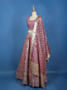 Mauve Rose Floral Designed Mirror Work Silk Bridesmaid Lehenga - Diadem