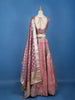 Mauve Rose Floral Designed Mirror Work Silk Bridesmaid Lehenga - Diadem