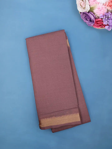 Mauve Cotton Saree with Zari Border - Diadem