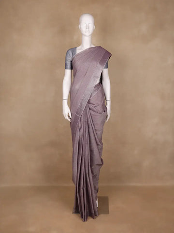 Mauve Stripes Designed Cotton Saree - Diadem