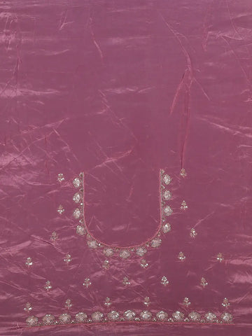 Metallic Rose Floral Zari Sequin Embellishment Organza Saree - Diadem