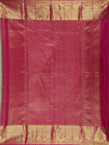 Mint Green Floral Design Zari Woven Silk Saree - Diadem