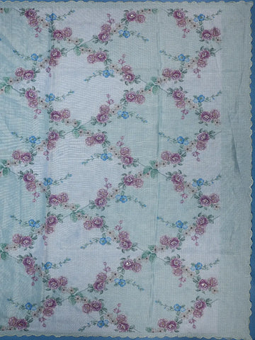 Mint Green Floral Designed Kota Cotton Saree - Diadem