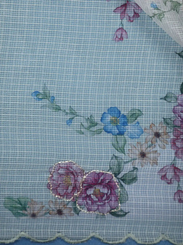 Mint Green Floral Designed Kota Cotton Saree - Diadem