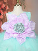 Mint Green Floral Layered Design Net Ruffle Frock