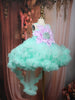 Mint Green Floral Layered Design Net Ruffle Frock