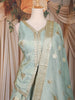 Mint Green Floral Woven Silk Lehenga