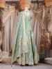Mint Green Floral Woven Silk Lehenga