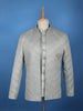 Mint Grey Raw Silk Sherwani Suit with Jacquard Pattern - Diadem