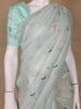 Mint Green Floral Embroidered Organza Designer Saree - Diadem