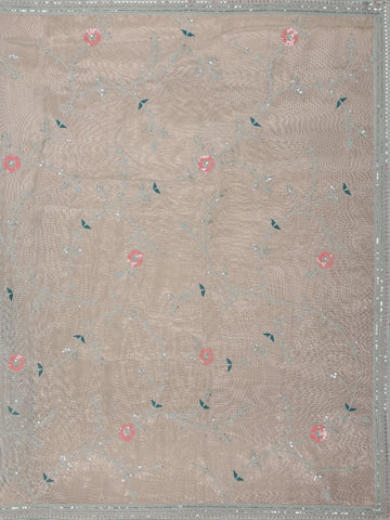 Mint Green Floral Embroidered Organza Designer Saree - Diadem