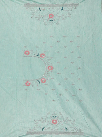 Mint Green Floral Embroidered Organza Designer Saree - Diadem