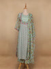 Mint Green Floral Printed Cotton Salwar Suit - Diadem