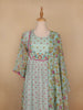 Mint Green Floral Printed Cotton Salwar Suit - Diadem