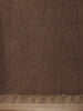 Mocha Brown Floral Printed Cotton Saree - Diadem