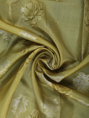 Moss Green Floral Design Tussar Silk Saree - Diadem