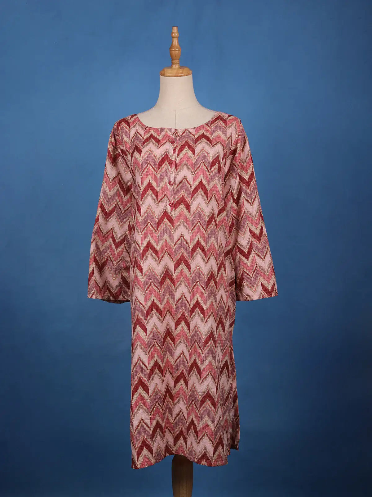 Multi-Color Zigzag Chevron Printed Cotton Kurti - Diadem
