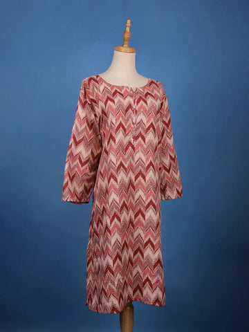 Multi-Color Zigzag Chevron Printed Cotton Kurti - Diadem