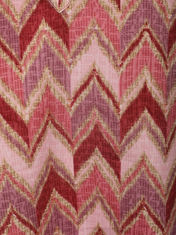 Multi-Color Zigzag Chevron Printed Cotton Kurti - Diadem