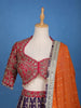 Multi Color Floral Embroidered Designer Lehenga with Orange Dupatta - Diadem
