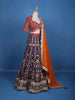 Multi Color Floral Embroidered Designer Lehenga with Orange Dupatta - Diadem