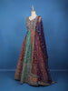 Purple Floral Embroidered Banarasi Silk Gown With Net Dupatta - Diadem