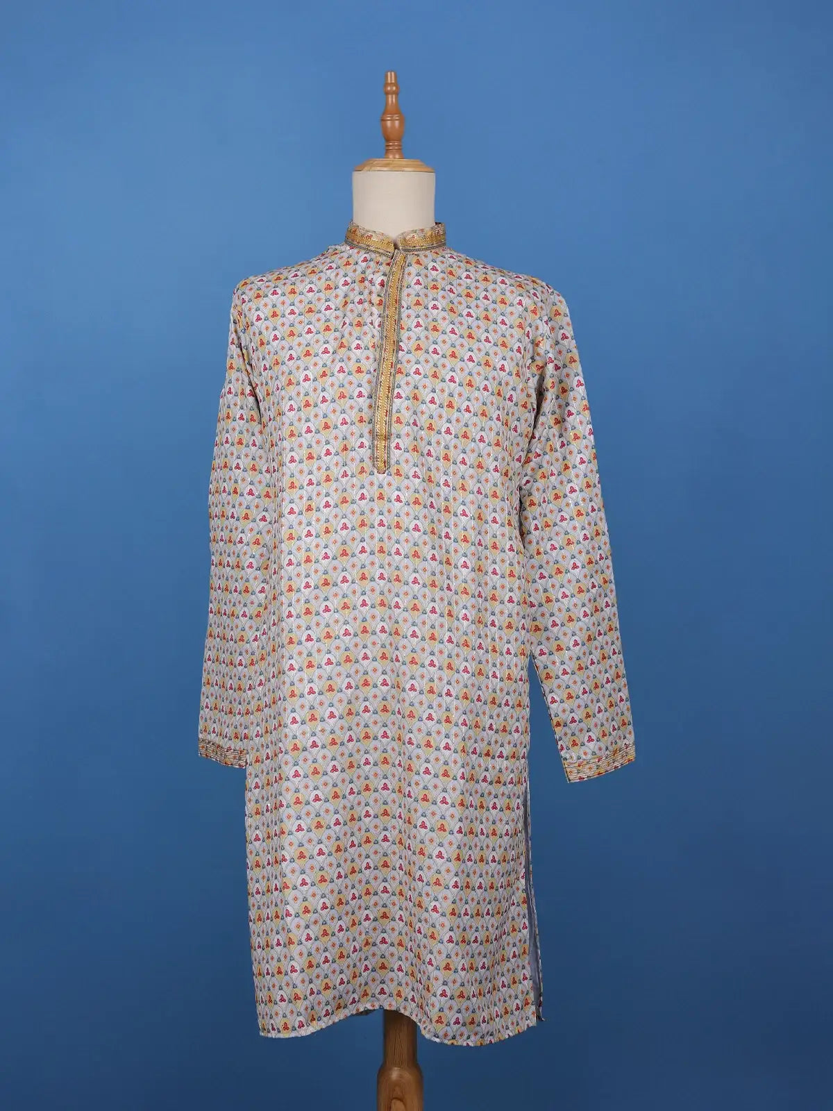 Multicolor Geometric Floral Printed Cotton Kurta - Diadem