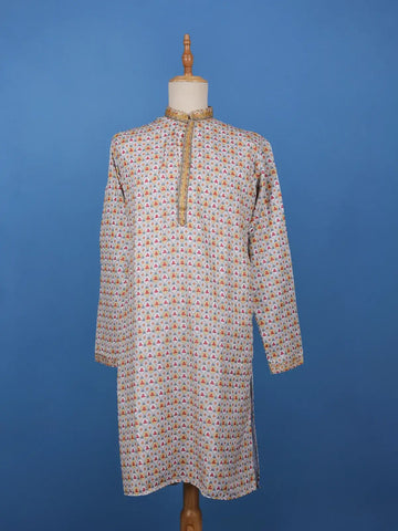 Multicolor Geometric Floral Printed Cotton Kurta - Diadem