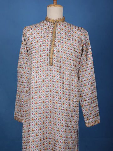 Multicolor Geometric Floral Printed Cotton Kurta - Diadem
