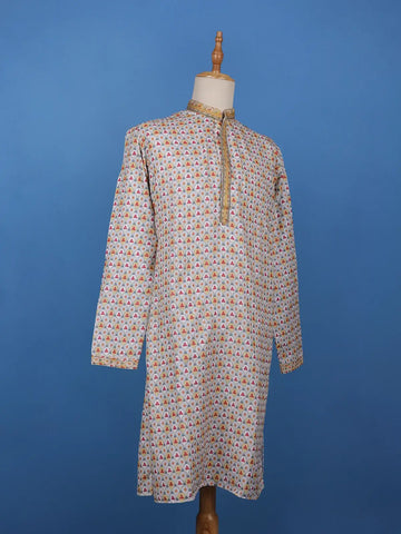 Multicolor Geometric Floral Printed Cotton Kurta - Diadem
