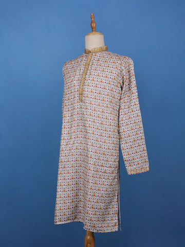 Multicolor Geometric Floral Printed Cotton Kurta - Diadem