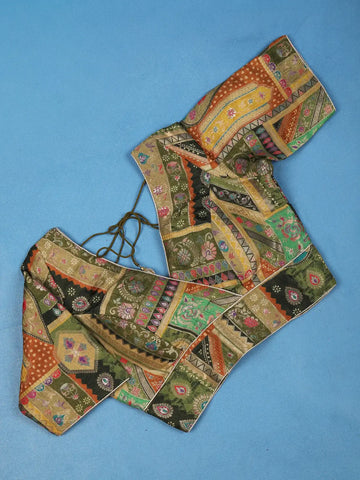 Multicolor Motifs Design Silk Readymade Blouse - Diadem