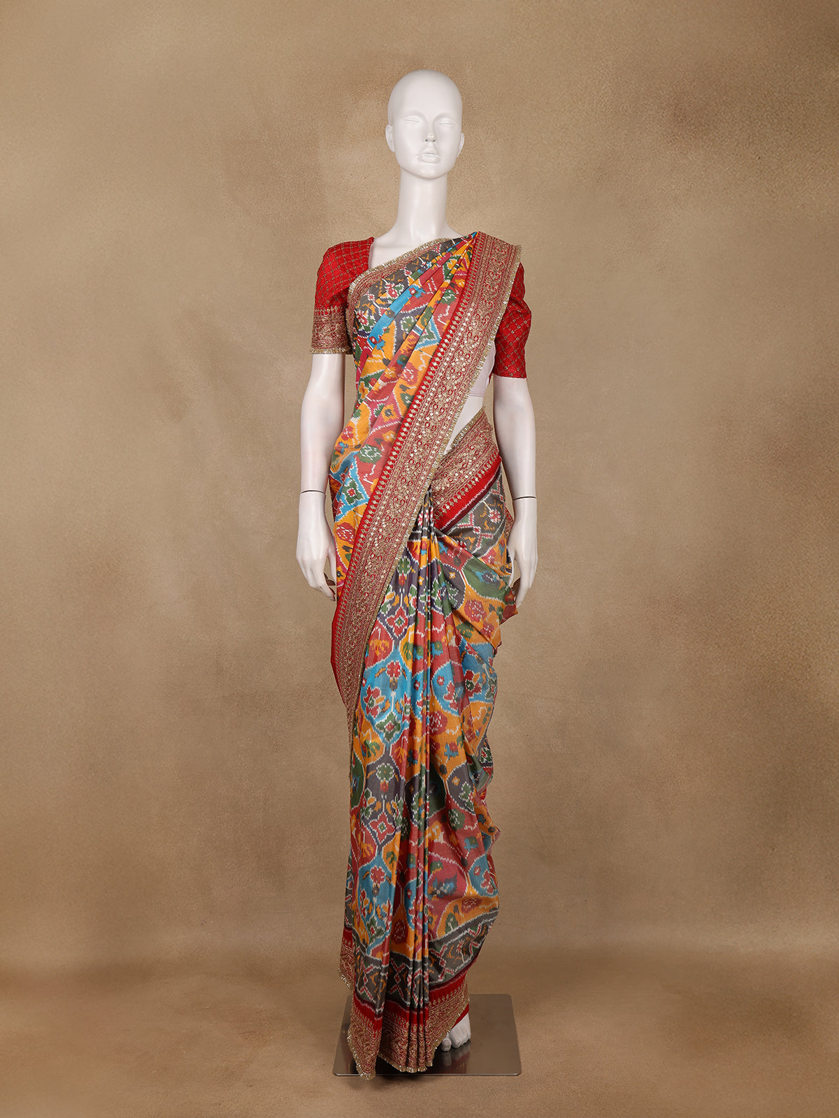 Multicolor Printed Design Banarasi Silk Saree