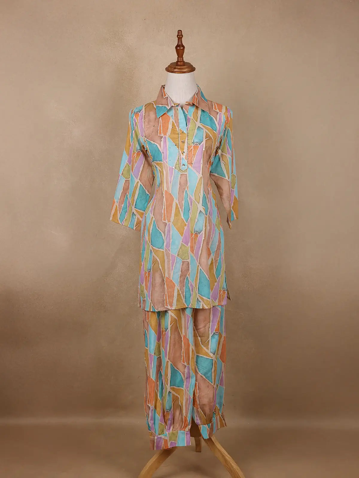 Multicolor Abstract Designed Cotton Salwar Suit - Diadem