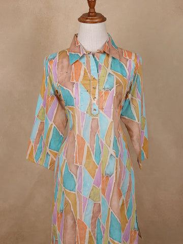 Multicolor Abstract Designed Cotton Salwar Suit - Diadem