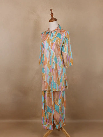 Multicolor Abstract Designed Cotton Salwar Suit - Diadem
