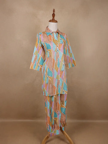 Multicolor Abstract Designed Cotton Salwar Suit - Diadem