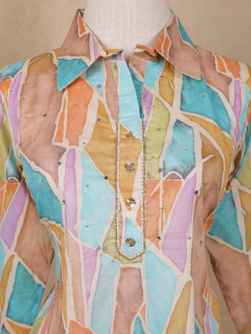 Multicolor Abstract Designed Cotton Salwar Suit - Diadem